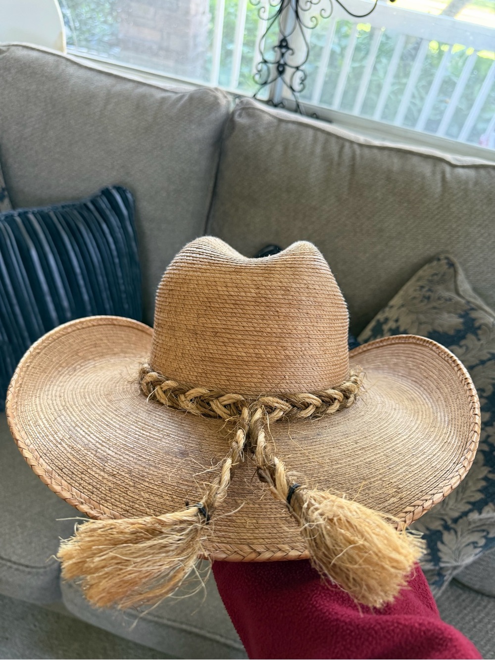 Braided Straw Cowboy Hat in Natural Tan - Picture 3 of 4